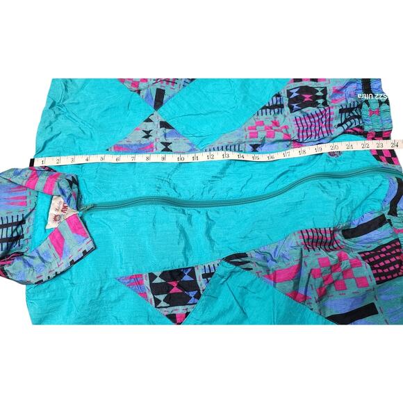 Lady Antigua VTG 90's Multicolor Geometrical Pattern Windbreaker Womens Med - Picture 8 of 15